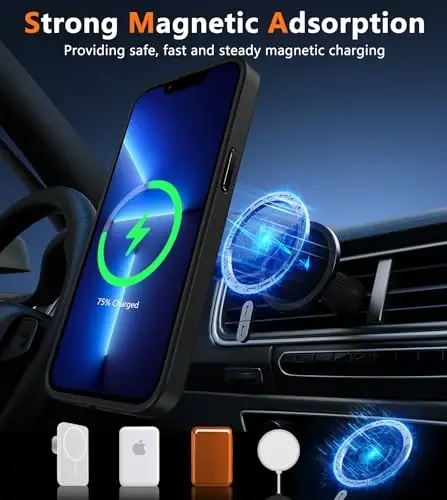 FNTCASE iPhone 13 Pro Max uchun telefon g‘ilofi: Magnitli yarim shaffof mato tuzilishli ingichka g‘iloflar | Harbiy darajadagi himoya, zarbga chidamli, mustahkam, tushishga chidamli, muzlatilgan telefon qopqog‘i - 3