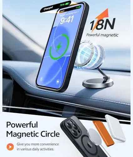 FNTCASE iPhone 13 Pro Max uchun telefon g‘ilofi: Magnitli yarim shaffof mato tuzilishli ingichka g‘iloflar | Harbiy darajadagi himoya, zarbga chidamli, mustahkam, tushishga chidamli, muzlatilgan telefon qopqog‘i - 3