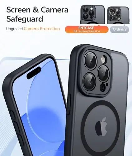 FNTCASE iPhone 13 Pro Max uchun telefon g‘ilofi: Magnitli yarim shaffof mato tuzilishli ingichka g‘iloflar | Harbiy darajadagi himoya, zarbga chidamli, mustahkam, tushishga chidamli, muzlatilgan telefon qopqog‘i - 4