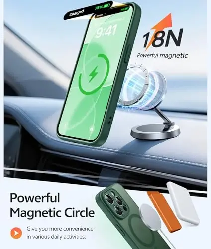 FNTCASE iPhone 13-Pro-Max uchun telefon qutisi: Magnitli yarim shaffof mato teksturali ingichka g'iloflar | Harbiy darajadagi himoya zarbga chidamli mustahkam tushishga qarshi himoya muzli telefon qopqog'i - 3