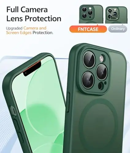 FNTCASE iPhone 13-Pro-Max uchun telefon qutisi: Magnitli yarim shaffof mato teksturali ingichka g'iloflar | Harbiy darajadagi himoya zarbga chidamli mustahkam tushishga qarshi himoya muzli telefon qopqog'i - 4