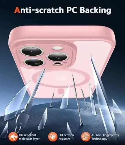 FNTCASE iPhone 13 Pro uchun g'ilof: Magsafe bilan mos keladigan mat magnit telefon g'iloflari, ekran himoyachisi bilan, ingichka, sarg'ayishga qarshi, zarbga chidamli, himoya qiluvchi yarim shaffof telefon qopqog'i (C-pushti) - 5