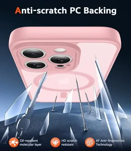 FNTCASE iPhone 13 Pro uchun g'ilof: Magsafe bilan mos keladigan mat magnit telefon g'iloflari, ekran himoyachisi bilan, ingichka, sarg'ayishga qarshi, zarbga chidamli, himoya qiluvchi yarim shaffof telefon qopqog'i (C-pushti) - 5
