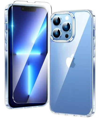 FNTCASE iPhone 13 Pro uchun g'ilof: Magsafe bilan mos keladigan tiniq telefon g'iloflari Yaxshilanishga qarshi ingichka harbiy darajadagi tushishdan himoya Qattiq zarbaga chidamli himoya shaffof mobil telefon qopqog'i (B-tiniq) 