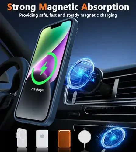 FNTCASE iPhone 13/14 uchun telefon g'ilofi: iPhone 16e g'ilofi Magnitli yarim shaffof mat orqa qopqoq Metall tugma Harbiy darajadagi himoya zarbaga chidamli qobiq to'liq tanani himoya qiluvchi nozik telefon g'ilofi - 4