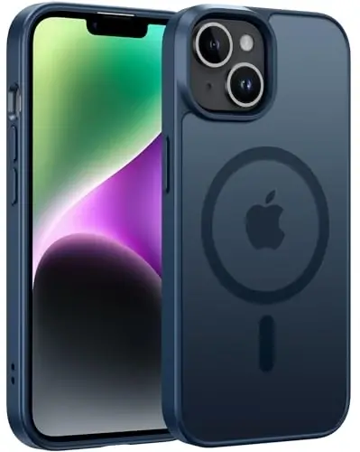 FNTCASE iPhone 13/14 uchun telefon g'ilofi: iPhone 16e g'ilofi Magnitli yarim shaffof mat orqa qopqoq Metall tugma Harbiy darajadagi himoya zarbaga chidamli qobiq to'liq tanani himoya qiluvchi nozik telefon g'ilofi 