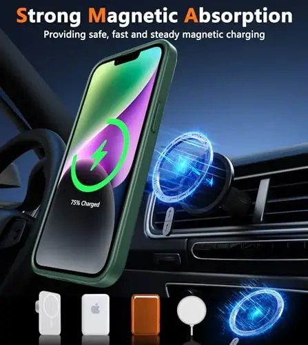 FNTCASE iPhone 13/14 uchun telefon g‘ilofi: iPhone 16e magnitli yarim shaffof mat orqa qopqoq metall tugmali harbiy darajadagi zarbga chidamli to‘liq korpusli himoya yupqa g‘iloflar - 4