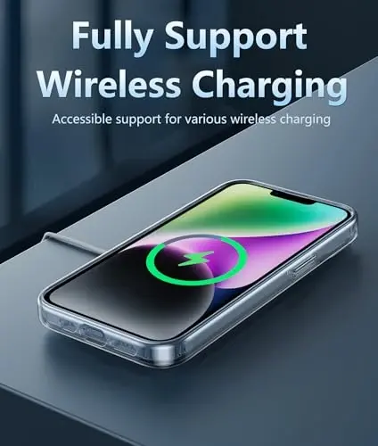 FNTCASE iPhone 14 Plus iPhone 15 Plus uchun tiniq telefon g'ilofi mobil telefon qopqog'i | Harbiy standart, tushishdan himoya, sarg'ayishga qarshi, mustahkam, zarbga chidamli, himoya bamperi (B-Clear) - 3