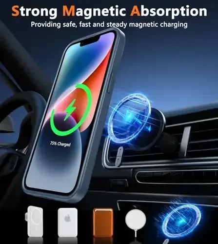 FNTCASE iPhone 14 Plus uchun g'ilof: iPhone 15 Plus Magnetic Matte Textured Military Grade Drop Protection Translucent Cell Phone Cover uchun - Slim Shockproof Protective Bumper Phonecase - 3