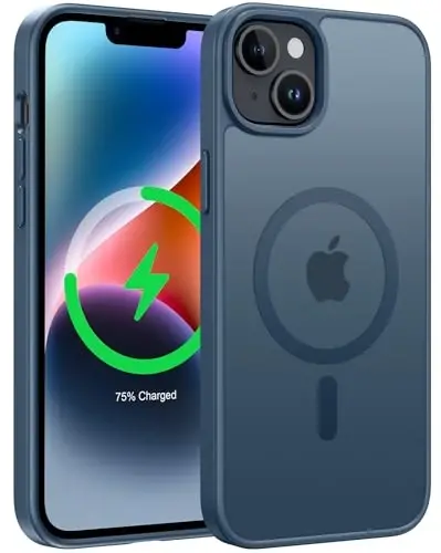 FNTCASE iPhone 14 Plus uchun g'ilof: iPhone 15 Plus Magnetic Matte Textured Military Grade Drop Protection Translucent Cell Phone Cover uchun - Slim Shockproof Protective Bumper Phonecase - FNTCASE