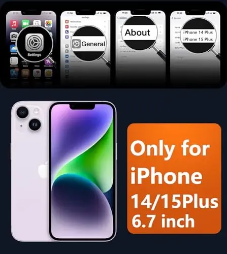 FNTCASE iPhone 14 Plus uchun g'ilof: iPhone 15 Plus Magnetic Matte Textured Military Grade Drop Protection Translucent Cell Phone Cover uchun - Slim Shockproof Protective Bumper Phonecase - 2