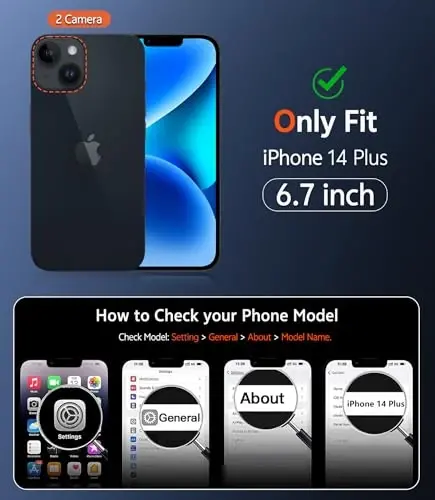 FNTCASE iPhone 14 Plus uchun g‘ilof: Magnitli mat shaffof telefon g‘iloflari Bardoshli teksturali zarbga chidamli himoya nozik mobil qopqoq 6,7 dyuym (C-ko‘k) - 2