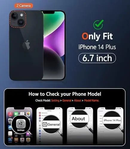 FNTCASE iPhone 14 Plus uchun g'ilof: Magnitli mat shaffof telefon g'iloflari Bardoshli to'qimali zarbga chidamli himoya ingichka mobil qopqoq 6,7 dyuym (C-Qora) - 2