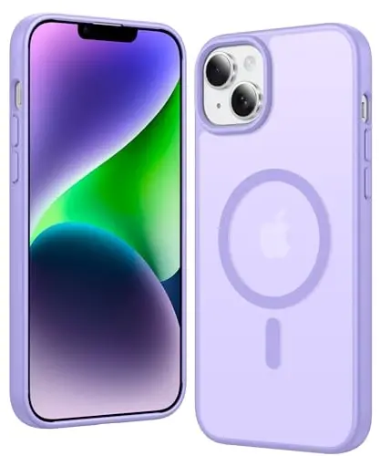 FNTCASE iPhone 14 Plus uchun g'ilof: Magnitli matli yarim shaffof telefon g'iloflari Bardoshli To'qimali Qo'pol Zarbadan himoya qiluvchi Yupqa Mobil qopqoq 6,7 dyuym (C-Binafsha) 