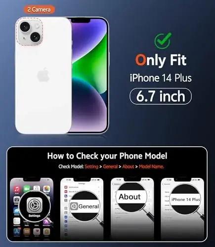 FNTCASE iPhone 14 Plus uchun g'ilof: Magnitli matli yarim shaffof telefon g'iloflari Bardoshli To'qimali Qo'pol Zarbadan himoya qiluvchi Yupqa Mobil qopqoq 6,7 dyuym (C-Binafsha) - 2
