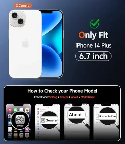 FNTCASE iPhone 14 Plus uchun g'ilof: Magsafe bilan mos keluvchi shaffof magnitli telefon g'iloflari Yaxshi sarg'aymaydigan harbiy darajadagi tushishdan himoya Qattiq himoya shaffof mobil telefon qopqog'i (B-ko'k) - FNTCASE (1)