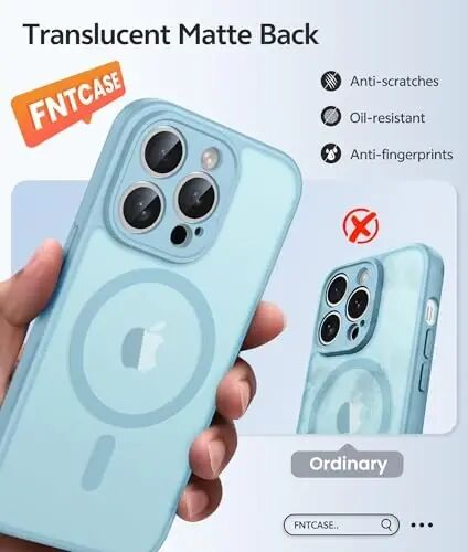 FNTCASE for iPhone 14 Pro Case, Compatible with Magsafe, Screen Protector | Full Camera Protection, Translucent Matte, 14FT Military Grade Drop Proof, Shockproof Protective Phone Cover, Teal - FNTCASE