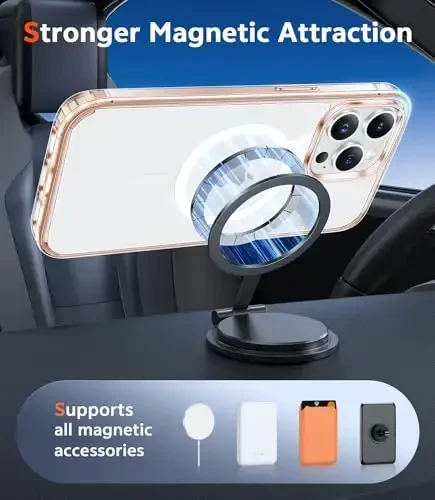 FNTCASE iPhone 14 Pro-Max uchun g'ilof: Magsafe bilan mos keluvchi shaffof magnit telefon g'iloflari, ingichka, sarg'ayishga qarshi, harbiy darajadagi tushishga chidamli, mustahkam himoya shaffof telefon qopqog'i (D-Crystal Pink) - 4