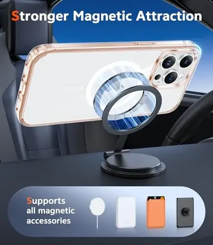 FNTCASE iPhone 14 Pro-Max uchun g'ilof: Magsafe bilan mos keluvchi shaffof magnit telefon g'iloflari, ingichka, sarg'ayishga qarshi, harbiy darajadagi tushishga chidamli, mustahkam himoya shaffof telefon qopqog'i (D-Crystal Pink) - 4