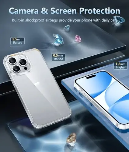 FNTCASE iPhone 14 Pro-Max uchun g‘ilof: Magsafe bilan mos keluvchi shaffof telefon g‘iloflari, ingichka, sarg‘ayishga qarshi, harbiy standartdagi zarbadan himoya, mustahkam zarbga chidamli shaffof telefon qopqog‘i (B-shaffof) - 4
