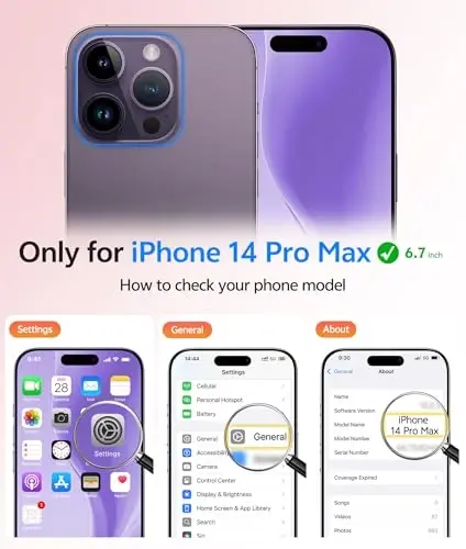 FNTCASE iPhone 14 Pro Max uchun g'ilof: [Magsafe bilan mos] Shaffof matli g'iloflar [Ekran himoyachisi] [To'liq kamera himoyasi] Harbiy darajadagi zarbaga chidamli himoya telefon qopqog'i - och binafsha - FNTCASE (1)