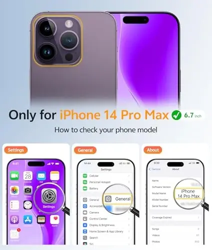 FNTCASE iPhone 14 Pro Max uchun g'ilof: [Magsafe bilan mos] Yarim shaffof matli g'iloflar [Ekran himoyachisi] [To'liq kamera himoyasi] Harbiy standartga javob beradigan zarbaga chidamli himoya telefon qopqog'i - Binafsha - 2