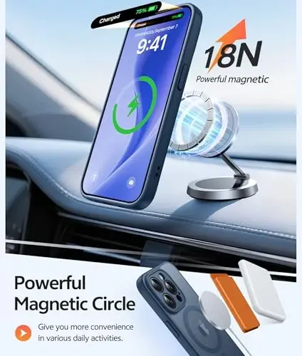 FNTCASE iPhone 14 Pro Max uchun mat qopqoq: magnitli ingichka yarim shaffof zarbga chidamli mobil telefon qopqog'i | Harbiy darajadagi zarbga chidamli qattiq himoya telefon bamperi - 3
