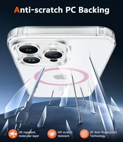 FNTCASE iPhone 14 Pro uchun g'ilof: iPhone 13 Pro uchun g'ilof Shaffof magnit tomchidan himoya qiluvchi ingichka g'iloflar | Shaffof zarbga chidamli yupqa sariqlikka qarshi qattiq kristall TPU telefon g'ilofi (D-pushti) - 4