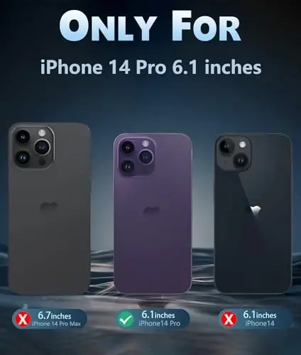 FNTCASE iPhone 14 Pro uchun g'ilof: Magsafe bilan mos keluvchi shaffof magnit telefon g'iloflari Yupqa sarg'ayishga qarshi harbiy darajadagi tushishdan himoya Qattiq himoya shaffof mobil telefon qopqog'i (D-Binafsha) - 5