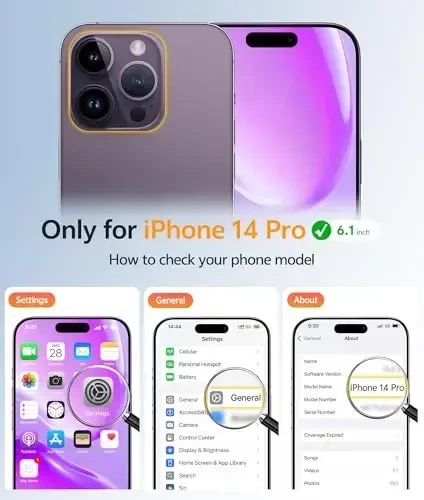 FNTCASE iPhone 14 Pro uchun g'ilof: [Magsafe bilan mos] Yarim shaffof matli g'iloflar [Kamera to'liq himoyalangan] [Ekran himoyasi] Harbiy standartdagi zarbaga chidamli himoya telefon qopqog'i - Binafsha - FNTCASE (1)