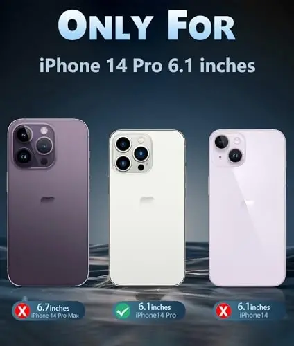 FNTCASE iPhone 14 Pro uchun g'ilof: Shaffof zarbaga chidamli ingichka g'iloflar | Shaffof zarbaga chidamli yupqa sarg'aymaydigan qopqoq va zarbga chidamli qattiq billur TPU telefon g'ilofi (B-Shaffof) - 2