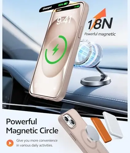 FNTCASE iPhone 15 G‘ilof uchun: iPhone 14 G‘ilof & iPhone 13 G‘ilof [Magsafe bilan mos keladi] [Ekran himoyachisi] bilan shaffof mat qoplamalar Harbiy darajadagi zarbaga chidamli himoya telefon qopqog'i - Cho'l Oltini - 3