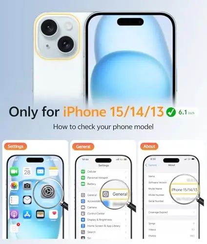 FNTCASE iPhone 15 G‘ilof uchun: iPhone 14 G‘ilof & iPhone 13 G‘ilof uchun [Magsafe bilan mos keladi] [Ekran himoyachisi] bilan shaffof mat qoplamalar Harbiy darajadagi zarbaga chidamli himoya telefon qopqog‘i - Oq - 2