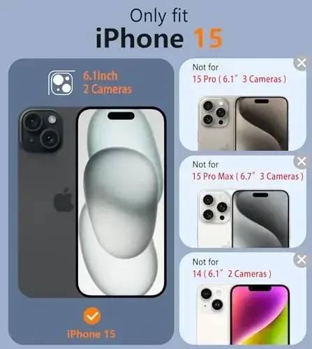 FNTCASE iPhone 15 Magnet Case uchun: Magnitli ikki qatlamli harbiy darajadagi zarbga chidamli himoya mobil telefon qopqog'i - Bardoshli, og'ir yuk ko'taruvchi himoya bamperi qattiq qora - 2