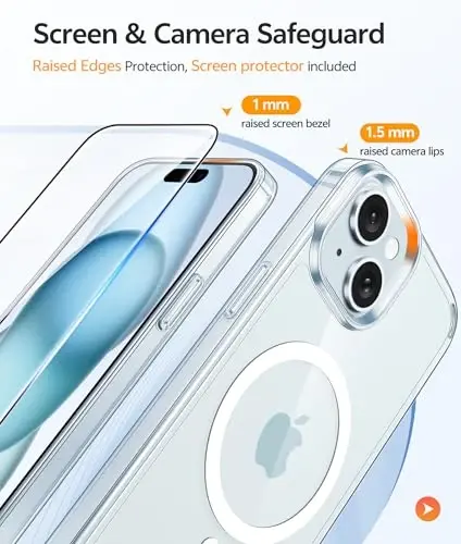 FNTCASE for iPhone 15/14 Plus Case Clear, Fit for Magsafe, Screen Protector | Anti Yellowing Magnetic Back, 14FT Military Grade Drop Protection, Shockproof Protective Phone Cover, Transparent - 4