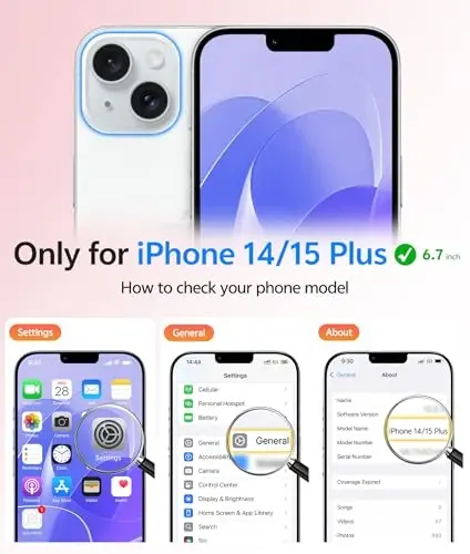FNTCASE for iPhone 15 Plus Case: for iPhone 14 Plus Case Translucent Matte Military Grade Protective Phone Cover - Slim Anti-Slip Durable Shockproof Drop Protection Cases - Light Purple - 2