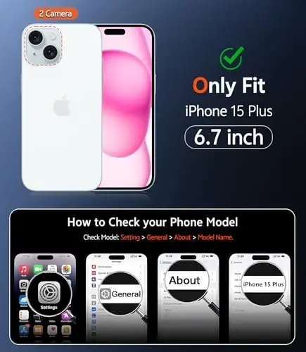 FNTCASE iPhone 15 Plus uchun g'ilof: ekran himoyachisi bilan magnitli shaffof telefon g'iloflari Magsafe Slim sarg'ayishga qarshi zarbga chidamli himoya shaffof mobil telefon qopqog'i (B-pushti) - 2