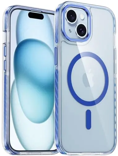 FNTCASE iPhone 15 Plus uchun g'ilof: iPhone 14 Plus shaffof g'ilofi magnit doirali, harbiy darajadagi tushishdan himoya qobig'i, chidamli to'liq tanani himoya qiluvchi mobil telefon qopqog'i - 6,7 dyuym (D-ko'k magnit) - 1