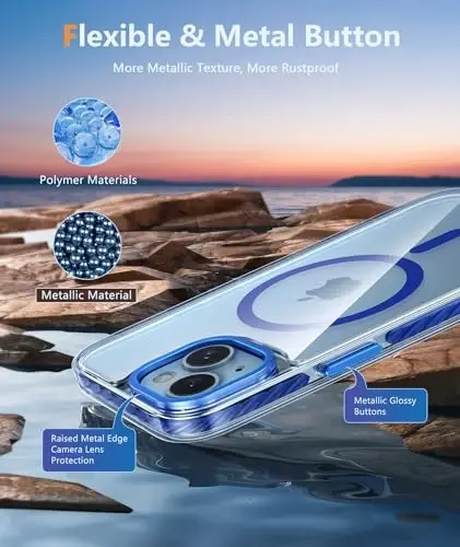 FNTCASE iPhone 15 Plus uchun g'ilof: iPhone 14 Plus shaffof g'ilofi magnit doirali, harbiy darajadagi tushishdan himoya qobig'i, chidamli to'liq tanani himoya qiluvchi mobil telefon qopqog'i - 6,7 dyuym (D-ko'k magnit) - 5
