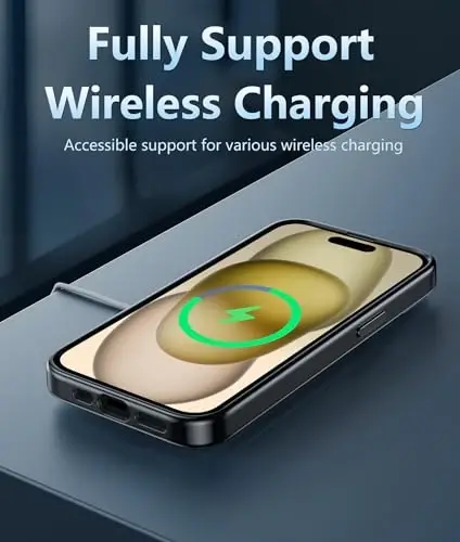 FNTCASE iPhone 15 Plus uchun g'ilof: iPhone 14 Plus uchun g'ilof Harbiy Ingichka Moslash Anti-sarg'ayish Zarbadan himoya qiluvchi Yupqa Shaffof Telefon Qopqog'i, 6,7 dyuym (D-qora) - 5