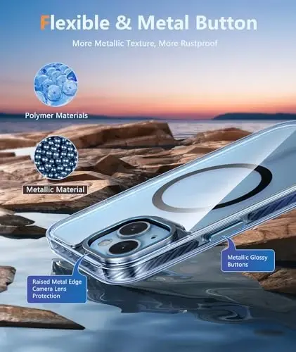 FNTCASE iPhone 15 Plus uchun g'ilof: magnit doirali iPhone 14 Plus uchun g'ilof, harbiy darajadagi zarbadan himoya qobig'i, chidamli to'liq korpusli himoya telefon qopqog'i - 6,7 dyuym (D-qora magnit) - 4
