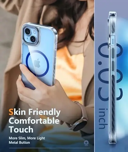 FNTCASE iPhone 15 Plus uchun g'ilof: magnit doirali iPhone 14 Plus uchun g'ilof, harbiy darajadagi zarbadan himoya qobig'i, chidamli to'liq korpusli himoya telefon qopqog'i - 6,7 dyuym (D-qora magnit) - 6