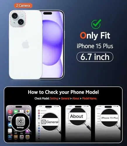 FNTCASE iPhone 15 Plus uchun g‘ilof: Magsafe bilan mos keladigan, ekran himoyasi bilan, ingichka, sarg‘ayishga qarshi, zarbga chidamli, himoya qiluvchi yarim shaffof mobil telefon g‘iloflari (C-binafsha) - FNTCASE (1)