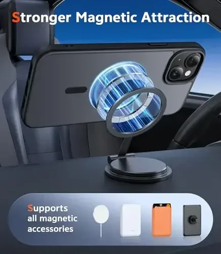 FNTCASE iPhone 15 Plus uchun g'ilof: Magsafe bilan mos keladigan mat magnit telefon g'iloflari ekran himoyachisi bilan ingichka sarg'ayishga qarshi zarbga chidamli himoya yarim shaffof mobil telefon qopqog'i (C-qora) - 4