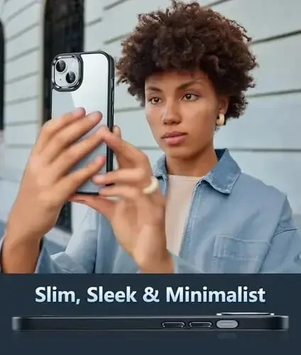 FNTCASE iPhone 15 Plus uchun g'ilof: Magsafe bilan mos keladigan shaffof telefon g'iloflari, ingichka, sarg'aymaydigan, harbiy standartdagi zarbadan himoya, mustahkam himoya, shaffof mobil telefon qopqog'i (D-qora shaffof) - 6