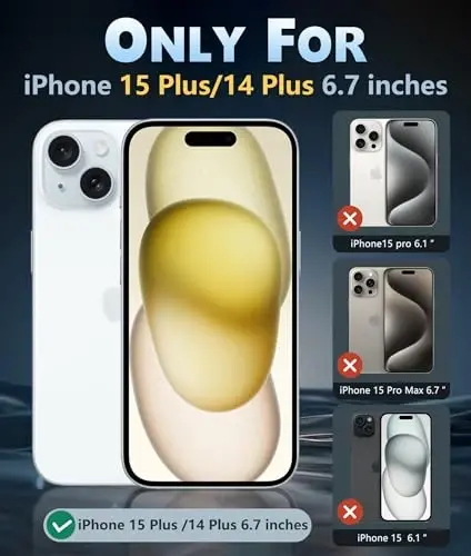FNTCASE iPhone 15 Plus uchun g'ilof: Magsafe bilan mos keluvchi shaffof telefon g'iloflari, ingichka, sarg'aymaydigan, harbiy darajadagi tushishdan himoya, mustahkam zarbga chidamli shaffof telefon qopqog'i (D-Glitter) - FNTCASE (1)