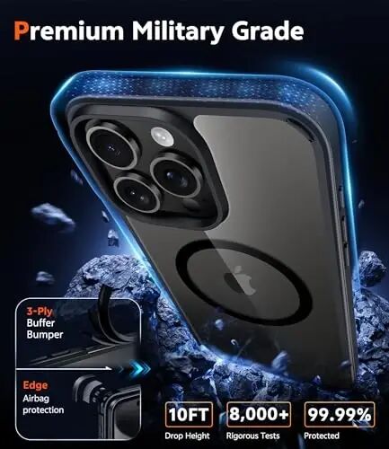 FNTCASE for iPhone 15 Pro Case Compatible with Magsafe Clear Phonecase | Screen Protector, Military Grade Drop Protection, Slim Magnetic Phone Cases, Shockproof Bumper, Transparent Cell Cover - 6