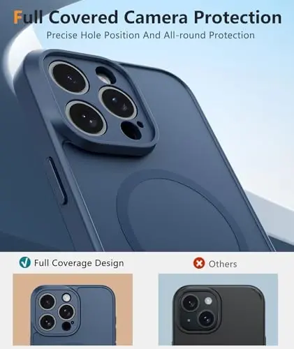 FNTCASE iPhone 15 Pro Max g‘ilofi: Magnitli mat, yupqa, zarbga chidamli, kamera himoyalangan telefon g‘ilofi: Harbiy darajadagi tushishga chidamli, tirnalishga qarshi, bardoshli silikon himoya g‘ilofi - 5