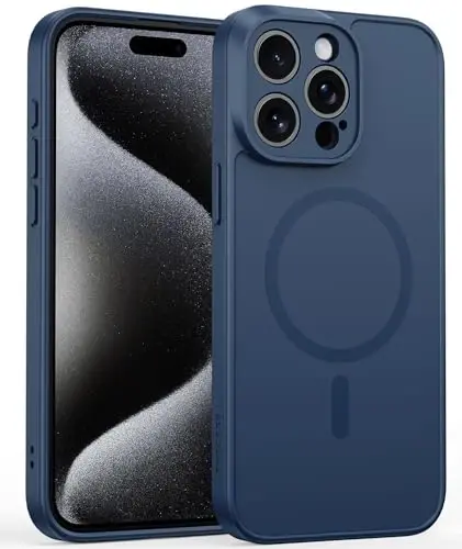 FNTCASE iPhone 15 Pro Max Kılıfı: Manyetik Mat İnce Darbeye Dayanıklı Tam Kapalı Kamera Korumalı Telefon Kılıfı - Askeri Düşmeye Dayanıklı Çizilmez Dayanıklı Silikon Koruyucu Kılıflar - FNTCASE