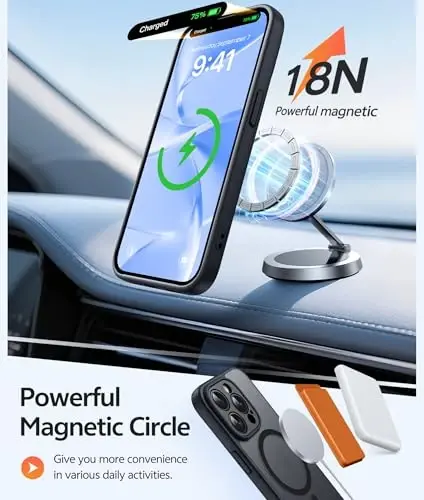 FNTCASE iPhone 15 Pro-Max uchun g'ilof: Magnit Matt Yarim Shaffof Harbiy Standartga Mos Tushishdan Himoya Telefon G'ilofi | Zarbadan Himoya Yengil Bardoshli Himoya Bumper Qopqoq - 3
